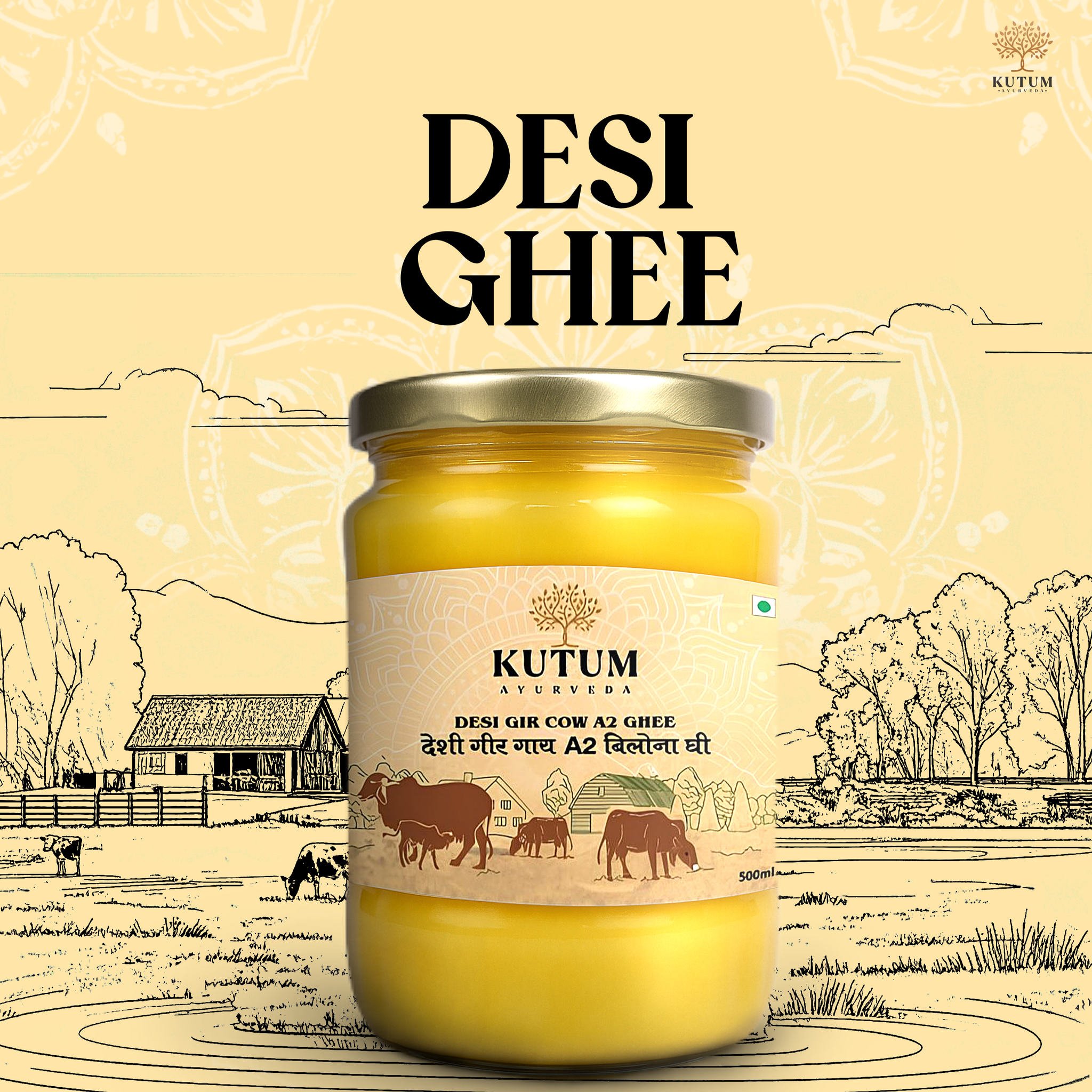 100% Pure A2 Gir Cow Ghee – Bilona Churned, Grass-Fed, Organic Desi Ghee